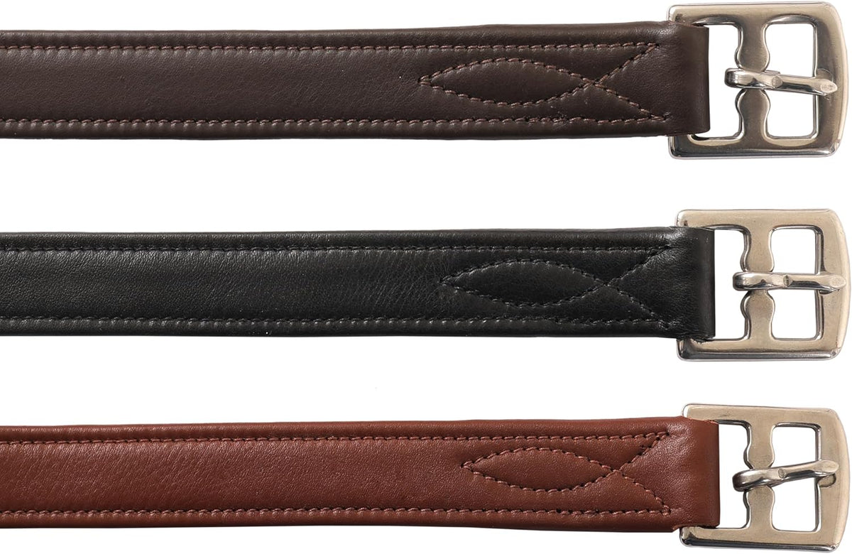 Exion FlexiStrong Stirrup Leathers for English Saddles – 1" Premium Calfskin with Nylon Core