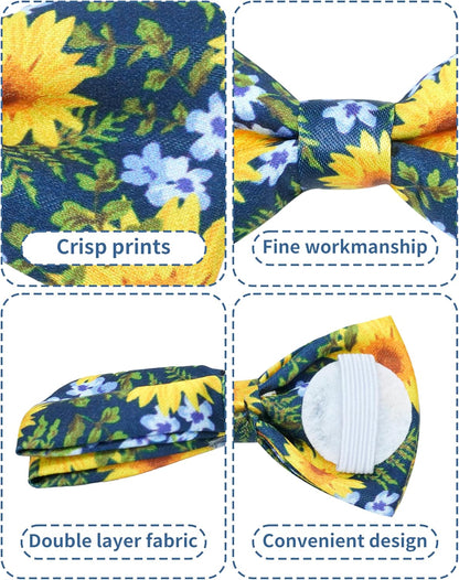 PET SHOW 10 Pack Floral Small Dog Bow Ties Sliding Collar Attachments Puppy Cats Spring Bowties for