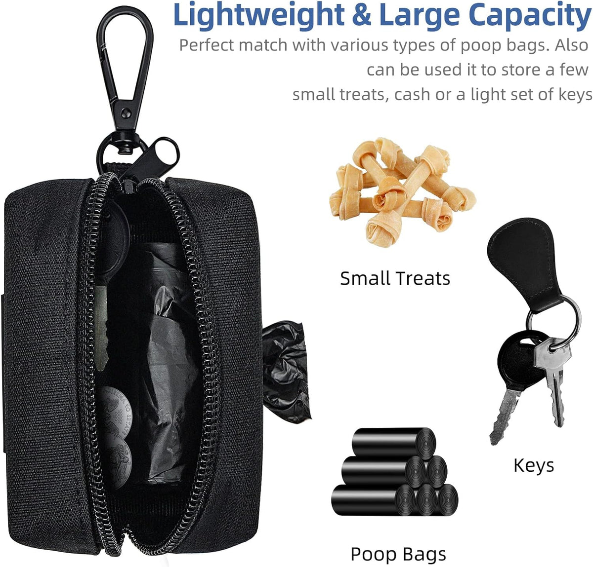 PuppyDoggy 1 Pack Poop Bag Holder for Dogs & Cats Waste Bag Dispenser Pouch Dispenser with 1 Roll