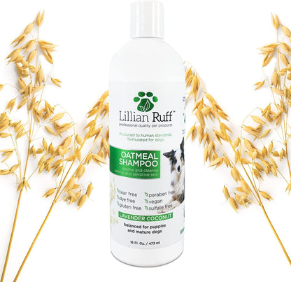 Lillian Ruff Calming Oatmeal Pet Shampoo for Dry Skin & Itch Relief with Aloe & Hydrating Essential