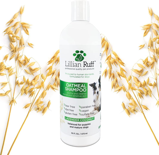 Lillian Ruff Calming Oatmeal Pet Shampoo for Dry Skin & Itch Relief with Aloe & Hydrating Essential