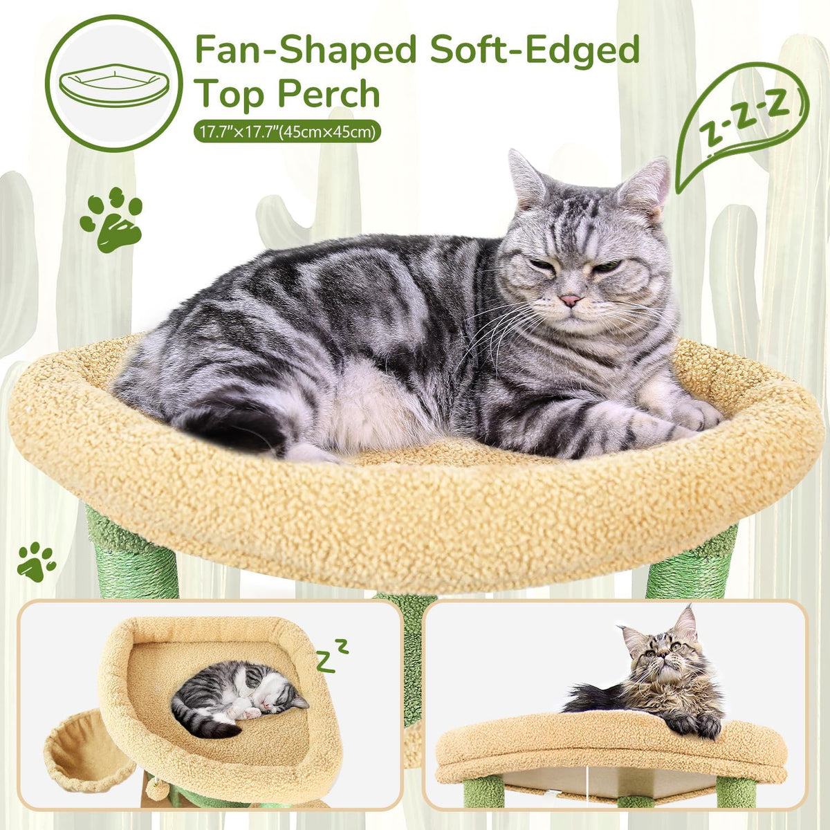 Globlazer Cactus Corner Cat Tree Tower with Scratching Post for Indoor Cats, 51in Multi-Level Cat