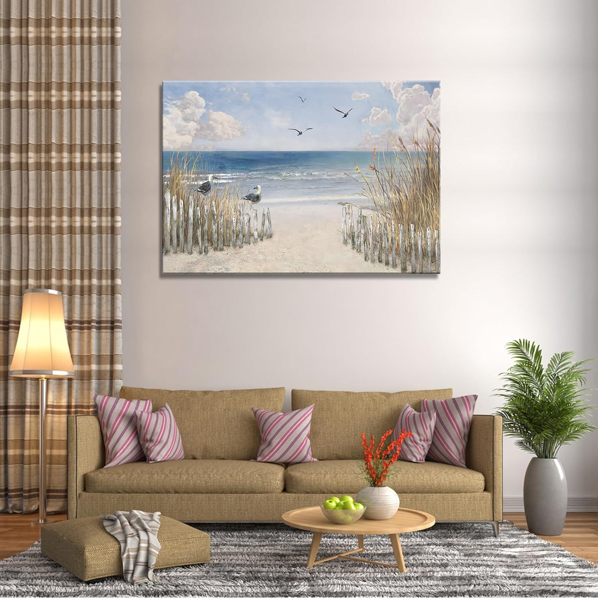 XXMWallArt FC3781 Sandy Beach Wall Art Canvas Print Wall Art Seascape Blue Print Home Decor