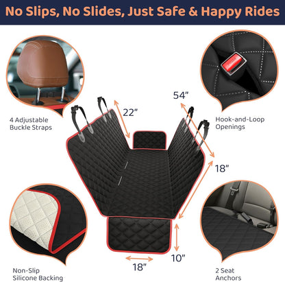 Dog Car Seat Cover for Back Seat, Waterproof Hammock for Car, SUV & Truck, Non-Slip Backseat Cover