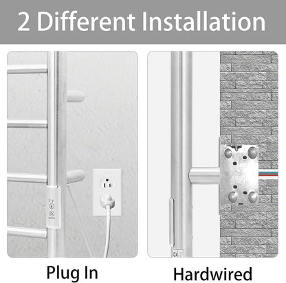 KEG Towel Warmer Wall Mounted with Built-in Timer 8 Bars Electric Stainless Steel Heated Towel