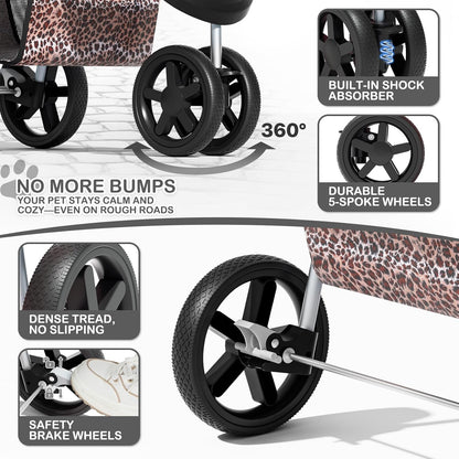 MoNiBloom 3 Wheels Pet Dog Cat Stroller for Small Medium Dogs Cats, Lightweight Foldable Jogger