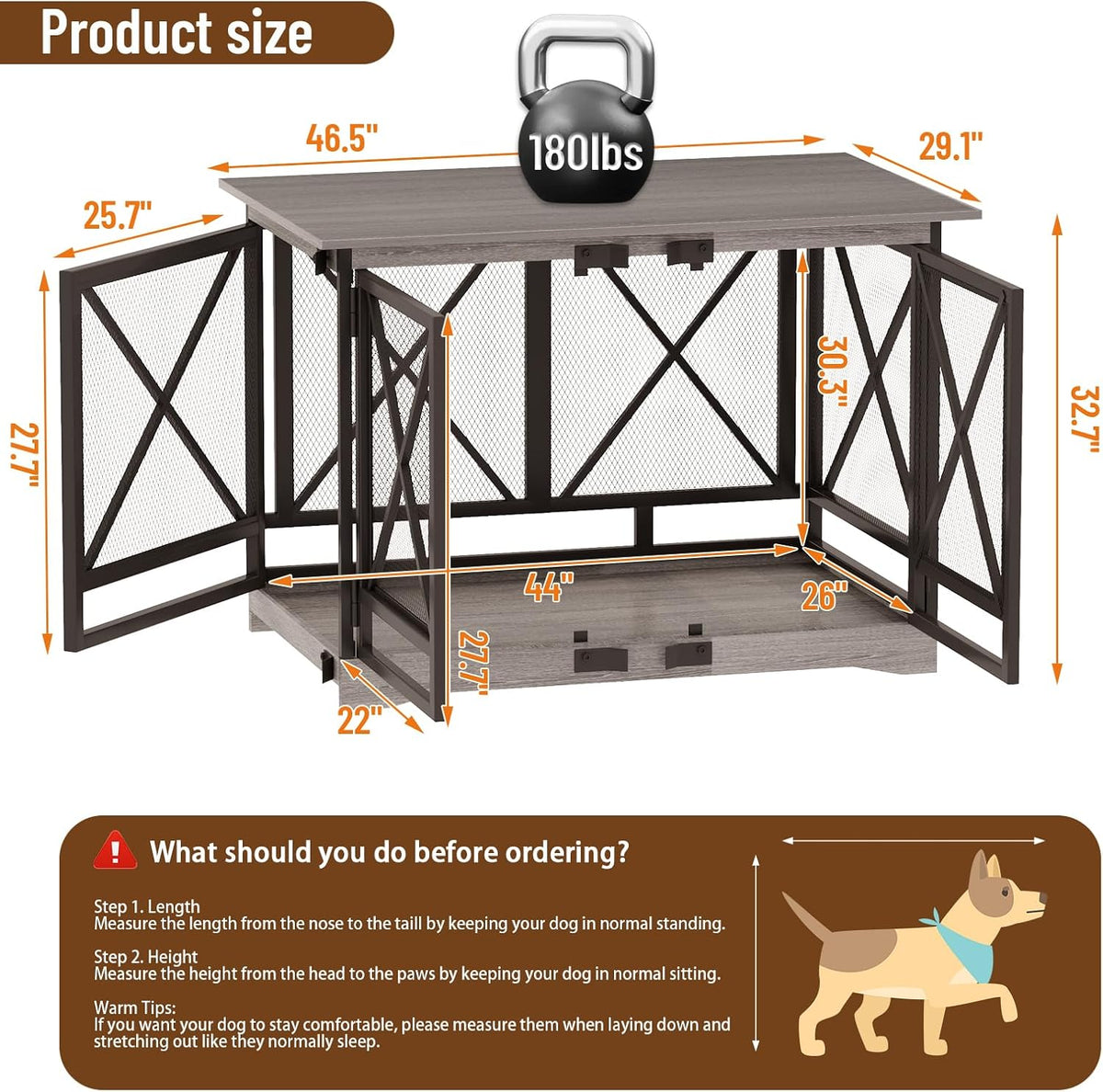 COZPAW Large Dog Crate Furniture - 48 inch Heavy Duty Dog Kennel Indoor for XLarge Breed with