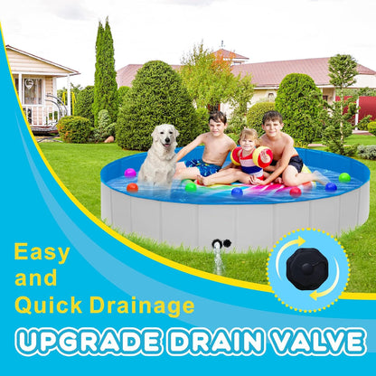 Extra Large Foldable Dog Pool,71"x 12" Portable Anti-Slip Kiddie Pool Hard Plastic, Swimming Pool