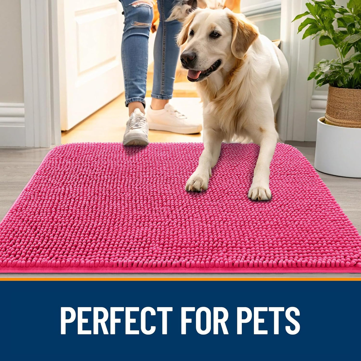 OLANLY Dog Door Mat for Muddy Paws 59x35, Absorbs Moisture and Dirt, Absorbent Non-Slip Washable