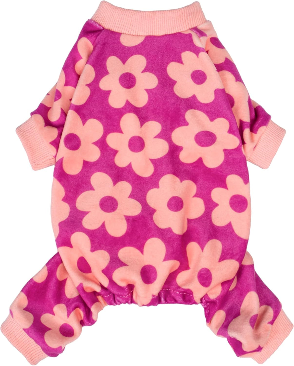 Fitwarm Flower Fleece Dog Pajamas, Warm Winter Dog Clothes for Small Dogs Girl, Cozy Pet Onesie