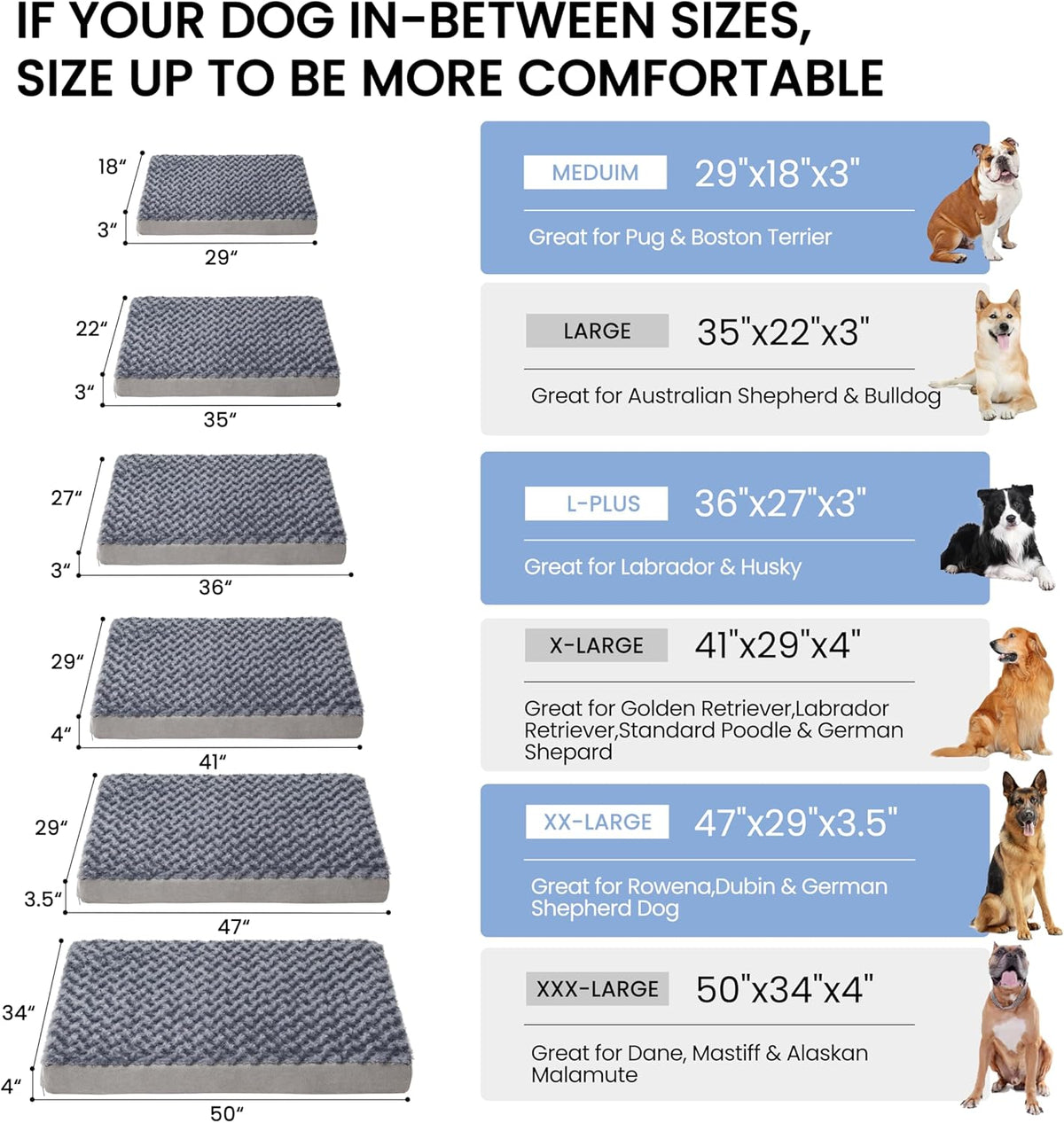 Orthopedic Memory Foam Dog Bed, Cooling Dog Beds for Extra Large Dogs -Waterproof Pet Bed for Crate