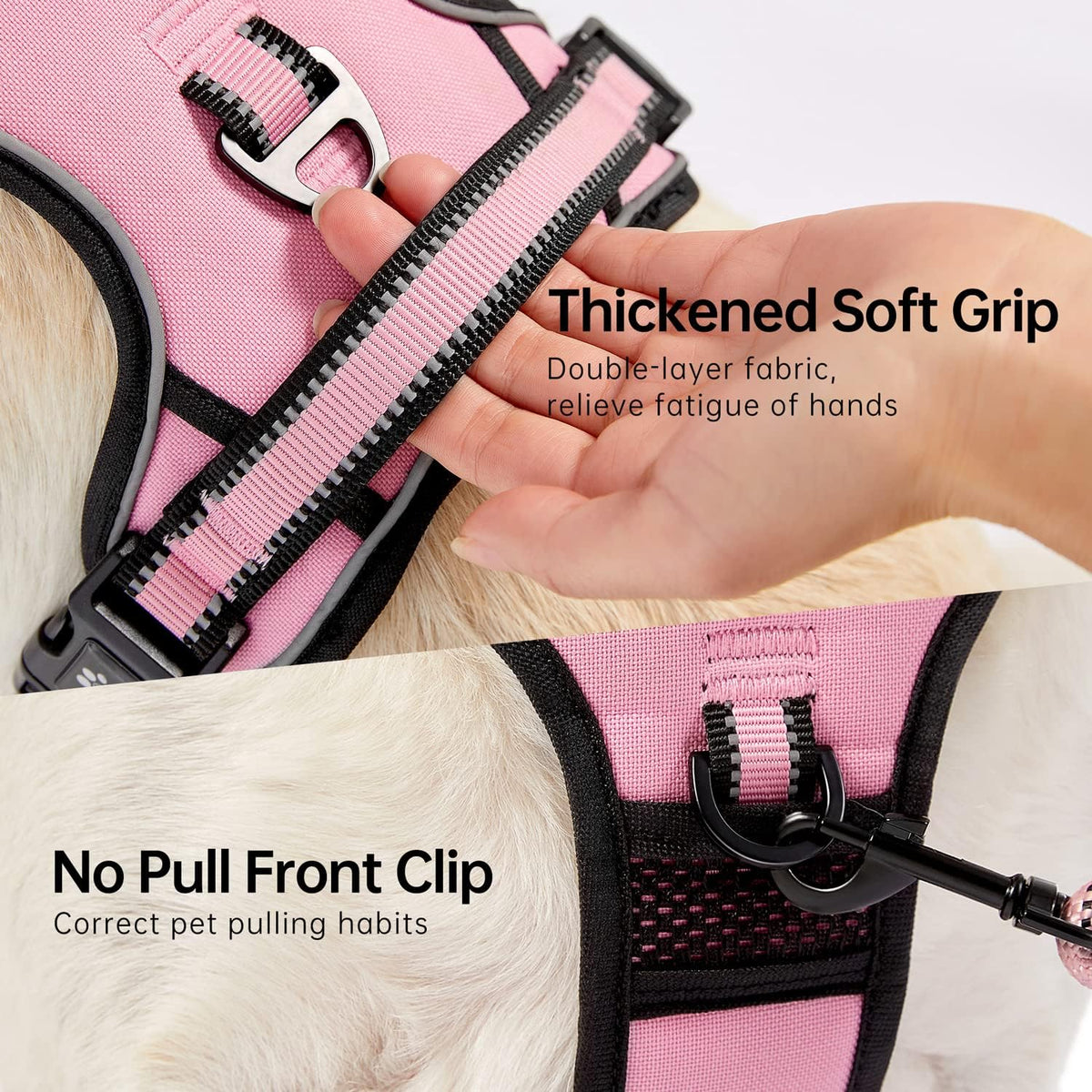 NESTROAD No Pull Dog Harness,Adjustable Oxford Medium Dog Harness with Leash,Reflective No-Choke
