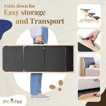 Dog Steps for Bed & Couch 2-in-1 Dog Stairs/Ramp - Height Adjustable Dog Ramp for Couch 7” - 20”
