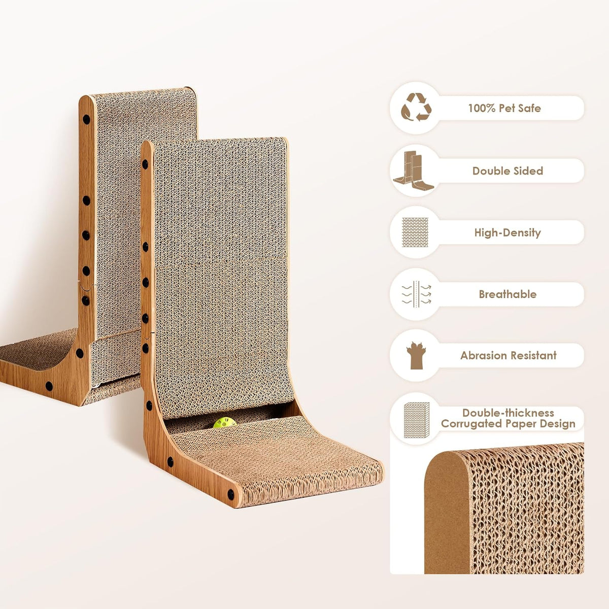 EHEYCIGA Cardboard Cat Scratcher for Indoor Cats, 32 Inch L Shaped Vertical Cat Scratching Board