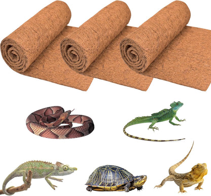 ZeeDix 3 Rolls Coconut Fiber Reptile Substrate Mat, 18 x 24 inches Natural Coco Mat Reptile Carpet