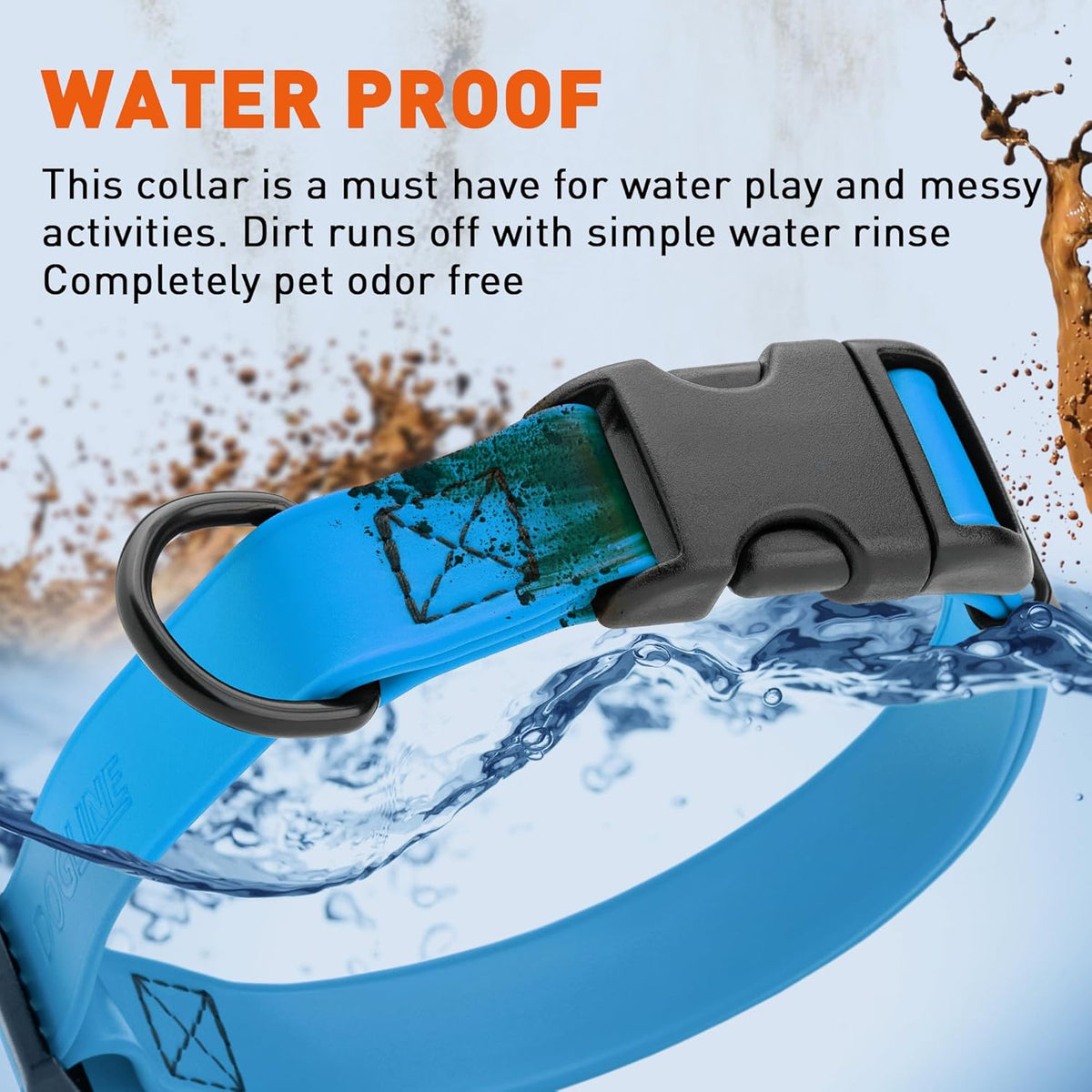 Dogline Biothane Waterproof Dog Collar with Quick Release Buckle Strong Coated Nylon Webbing with