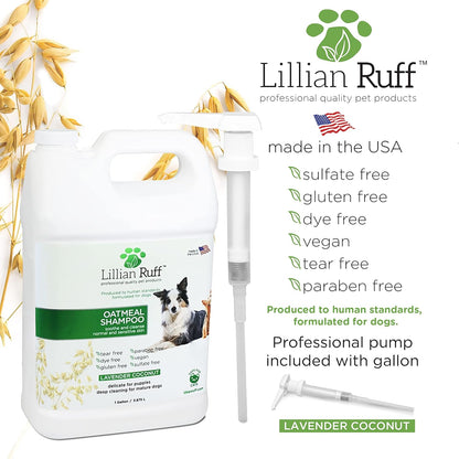 Lillian Ruff Calming Oatmeal Pet Shampoo for Dry Skin & Itch Relief with Aloe & Hydrating Essential