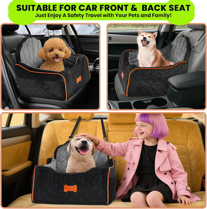 Dog Car Seat for Small Dogs Under 30lbs, Detachable Washable Pet Booster Seat with Safety Belt &