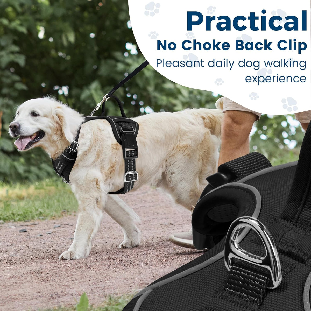 Funfox Dog Harness No Pull, Adjustable Dog Vest Harness Super Soft, 2 Leash Clips Anti Pull