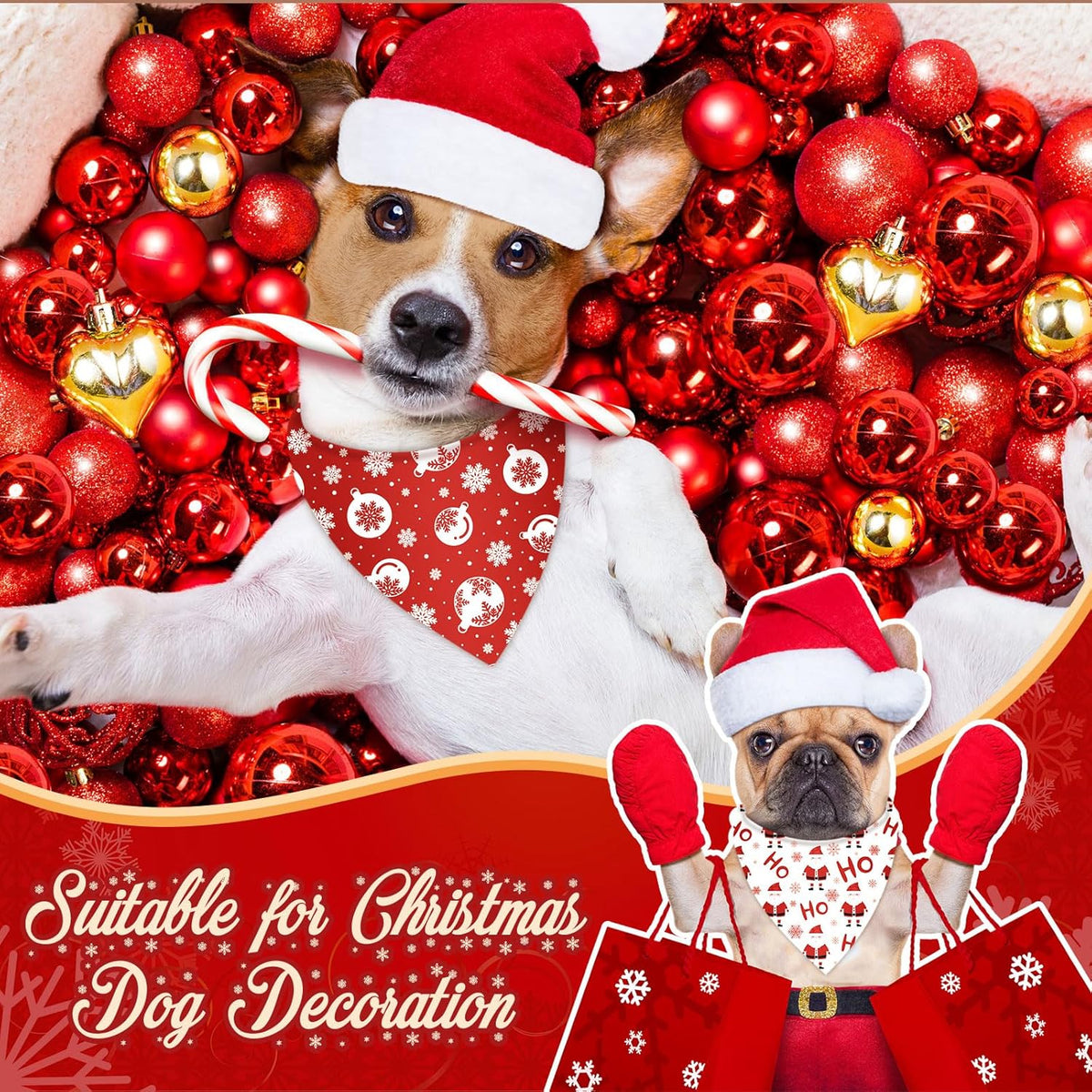 Abbylike 50 Pcs Christmas Dog Bandanas Bulk Xmas Red and White Bandanas for Dogs Triangle Kerchief