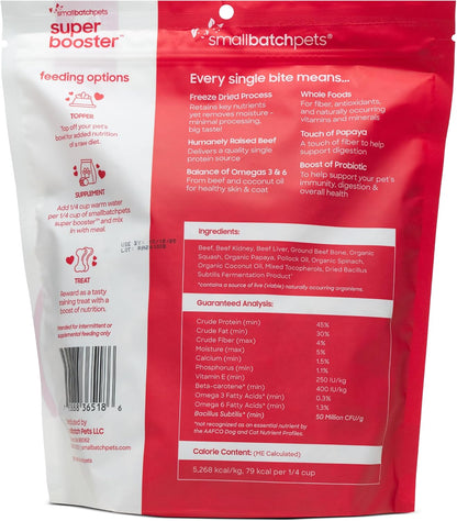 Smallbatch Freeze Dried Dog Treats, Superfood Food Topper Beef Bites for Dogs & Cats, Probiotics
