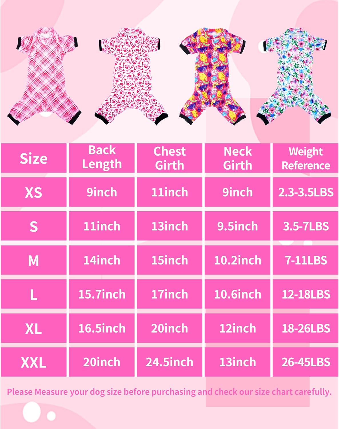 PET SHOW 4 Pack Small Dog Pajamas Cute Paw Bone Clothes for Medium Dogs Soft Stretchy PJs Plaid