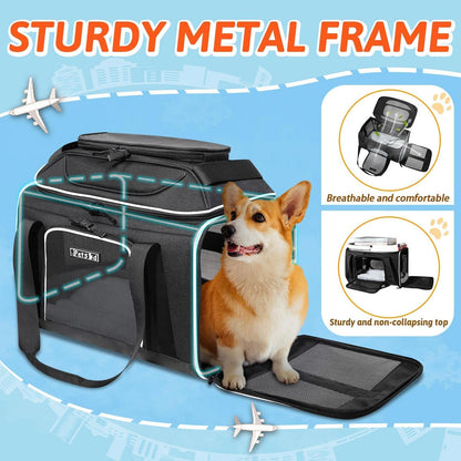 Petskd Top-Expandable Pet Carrier 18x13x9.5 Inches Southwest Airline Approved, Soft-Sided Carrier