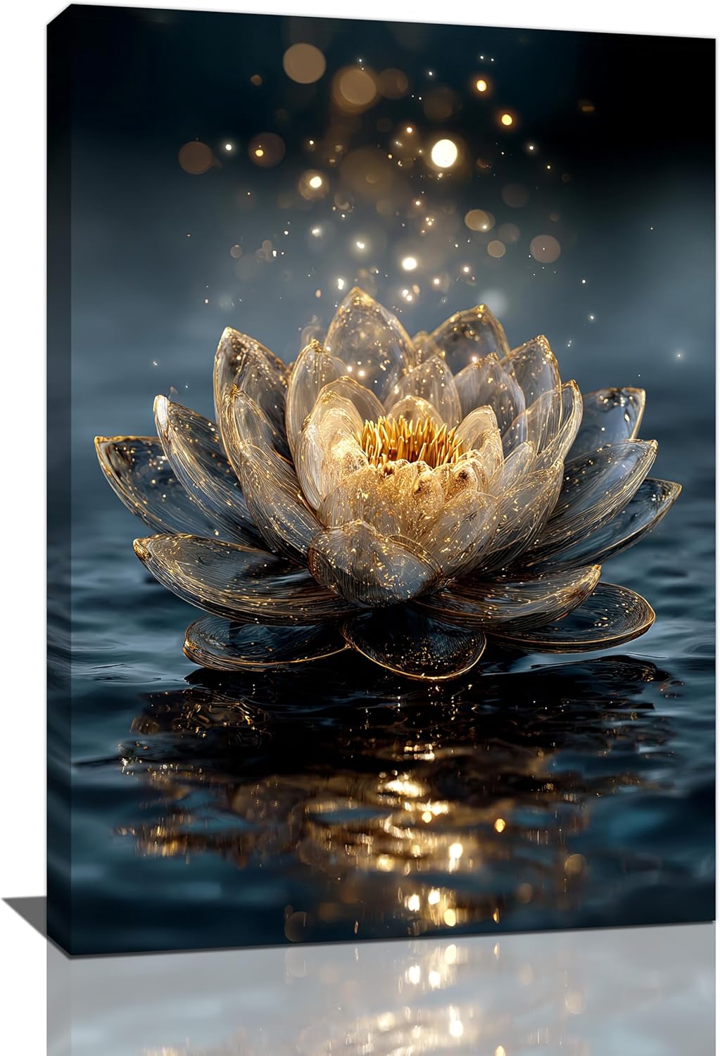 Zen Lotus Canvas Wall Art Mystical Lotus Bloom in Water Aesthetic Pictures Wall Decor Modern