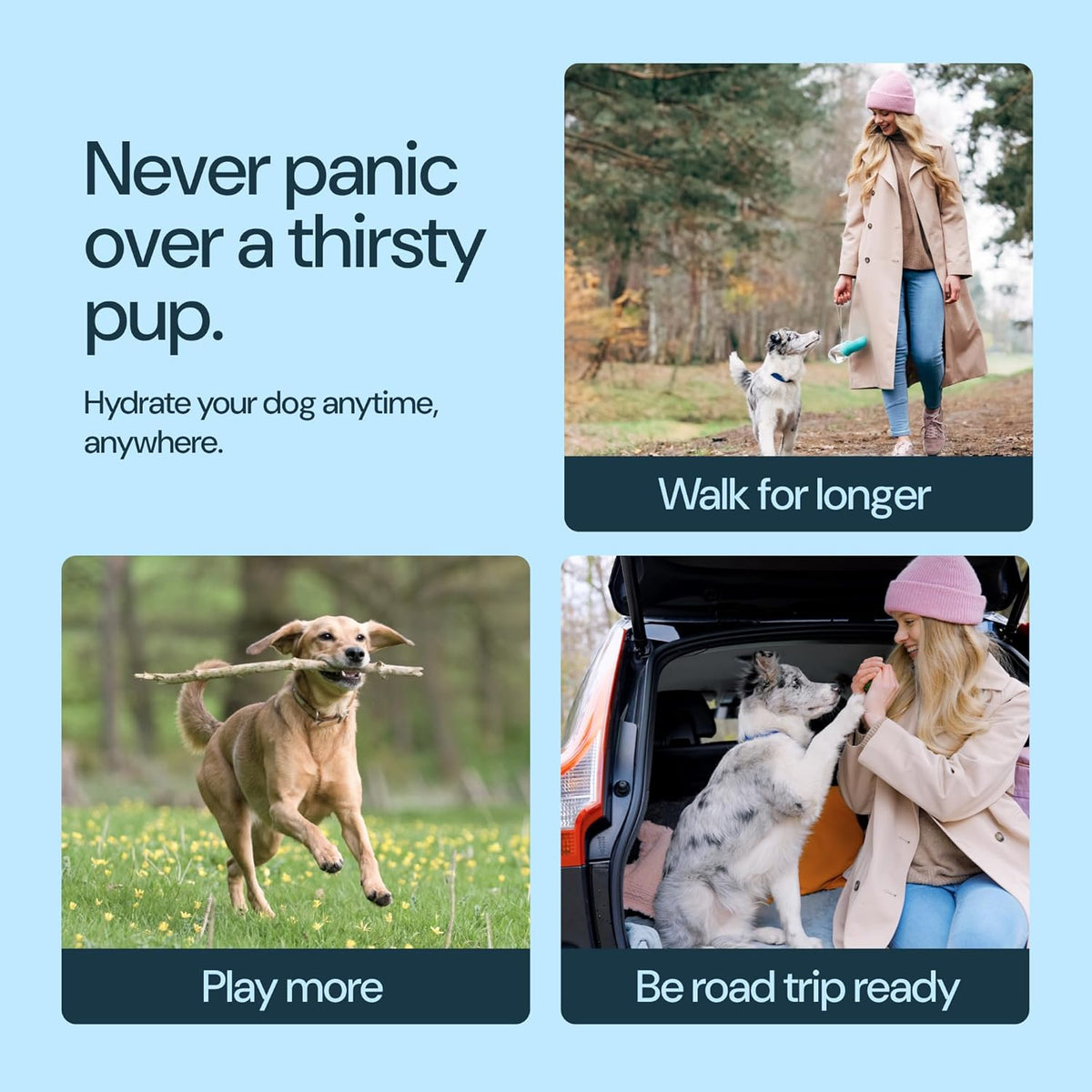 MalsiPree Leak Proof Portable Dog Water Bottle & Dog Travel Water Bottle Dispenser with Bowl - 12