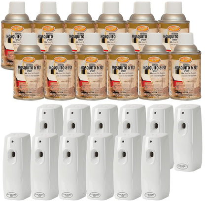 Country Vet Mosquito+Fly Metered Spray Refill (Case of 12) & Automatic Metered Dispenser (Case of