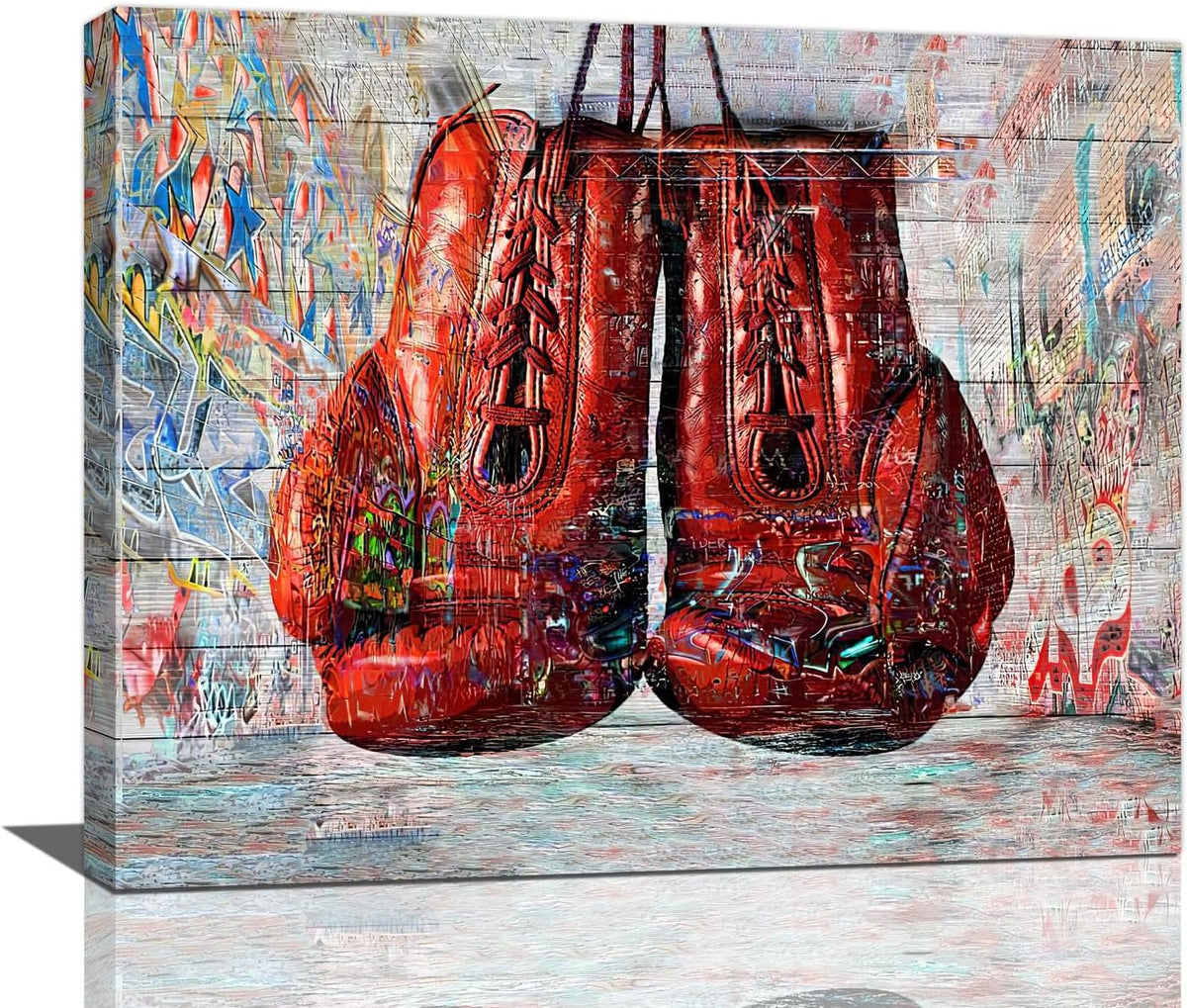Quorin Banksy Graffiti Boxing Wall Art Red Boxing Gloves Pictures Gym Sport Wall Decor Canvas Print