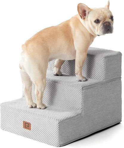 EHEYCIGA Dog Stairs for Small Dogs 13.5" H, 3-Step Dog Steps for Couch Sofa and Chair, Pet Steps