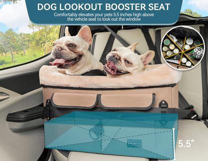 Petsfit Dog Booster Car Seat for Medium Dog or 2 Small Dogs with Patent Buckles, Washable Pad