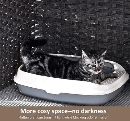 Cat Litter Box Enclosure with Soft Litter Mat; Hidden Kitten Washroom Furniture with Door;