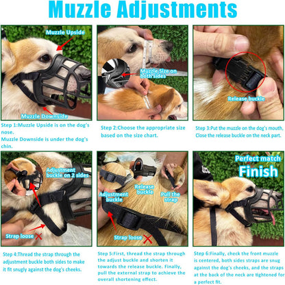 Dog Muzzle, OKKIC Basket Muzzle Anti Biting Chewing, Sturdy Lightweight Muzzle Allows Panting