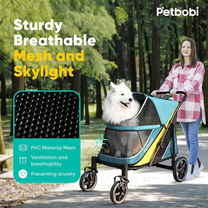Petbobi Dog Stroller for Medium Dogs - Easy Fold Dual Entry Pet Stroller with One-Foot Brake, All