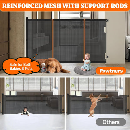 Extra Tall Retractable Baby Gates: 51" Tall Pet Gate, Extend up to 200" Wide, Mesh Baby Gate with