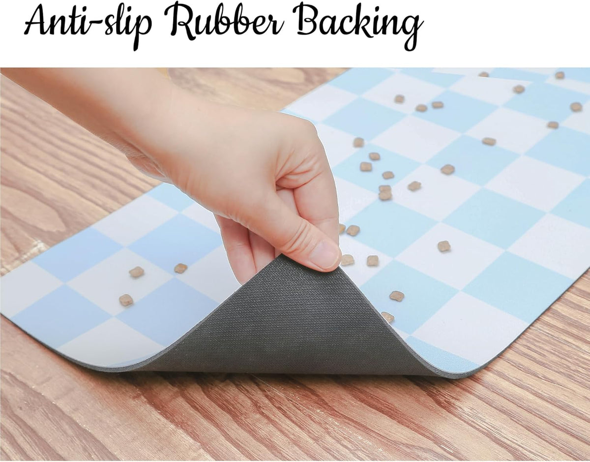 Ralxion Checkered Dog Feeding Mat, Absorbent Mats for Dog Food and Water Bowl, Dispenser, Retro