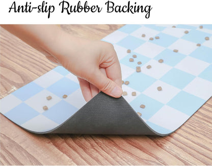 Ralxion Checkered Dog Feeding Mat, Absorbent Mats for Dog Food and Water Bowl, Dispenser, Retro