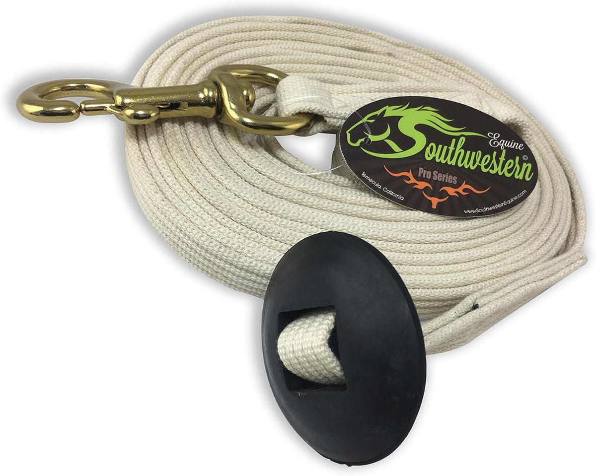 Southwestern Equine Lunge Line for Horses Cotton Horse Lunge Line with Bolt Snap & Rubber Stop