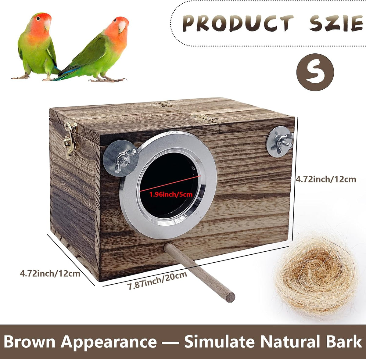 kathson Parrots Nesting Box Parakeet Nest House for Cage Budgie Breeding Hut with Coconut Fiber