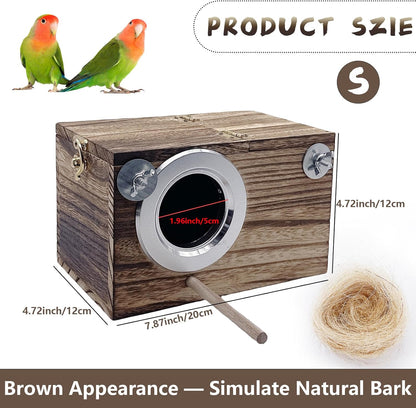 kathson Parrots Nesting Box Parakeet Nest House for Cage Budgie Breeding Hut with Coconut Fiber