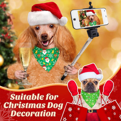 200 Pcs Christmas Dog Bandanas Bulk Xmas Bandanas for Dogs Red and Green Triangle Kerchief Bibs