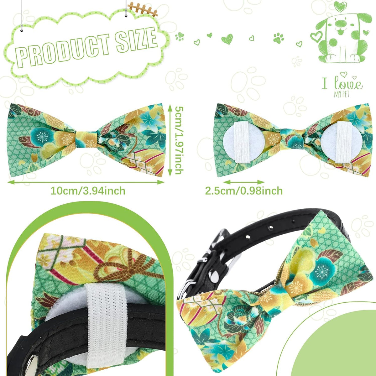 Weewooday 16 Pcs Dog Bow Ties Slide Pet Collar Bows Summer Hawaiian Styles Large Dog Collar