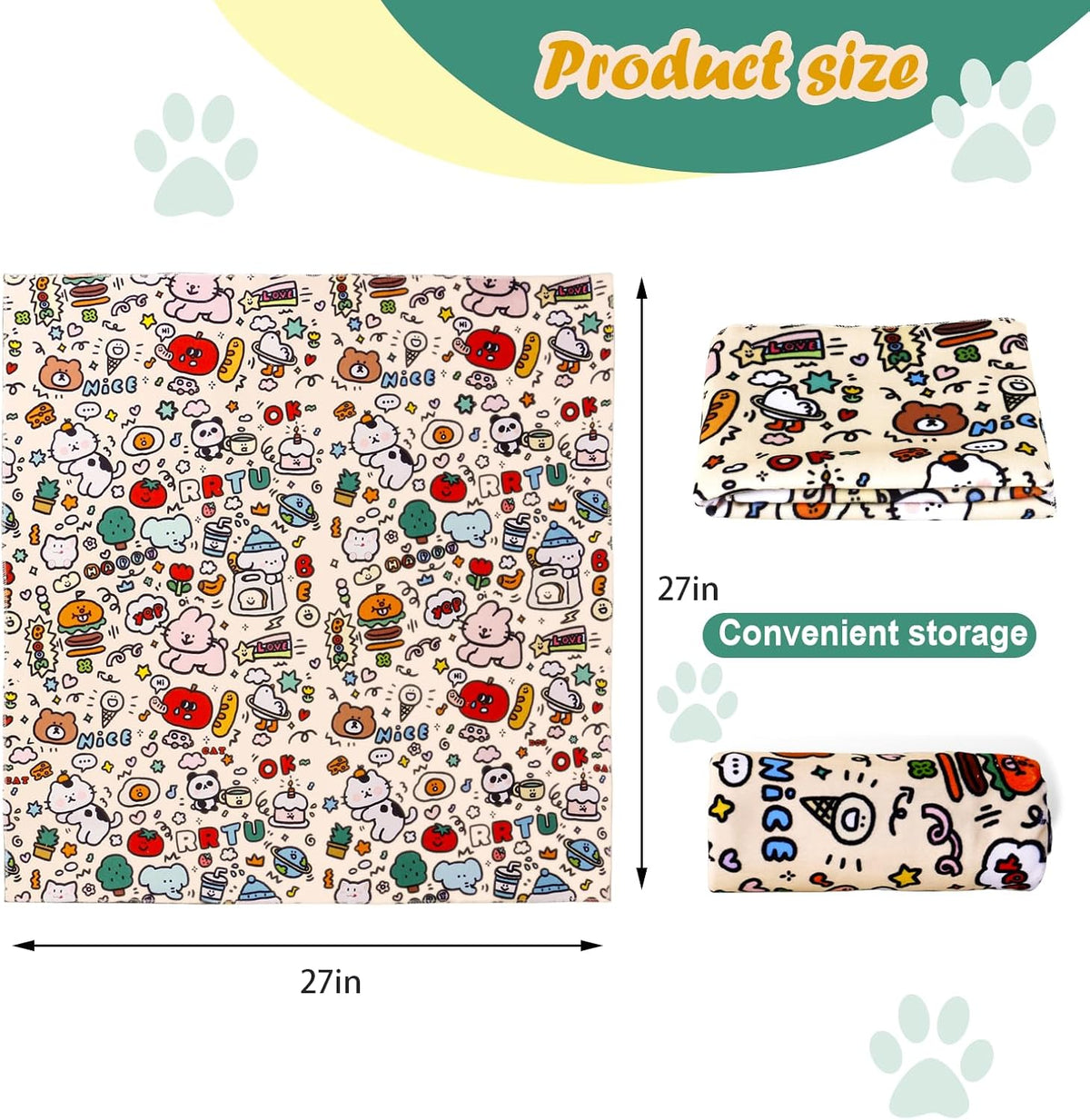 Cat Wrap for Cutting Nails and Grooming(27" x27"), Cat Restraint Wrap for Nail