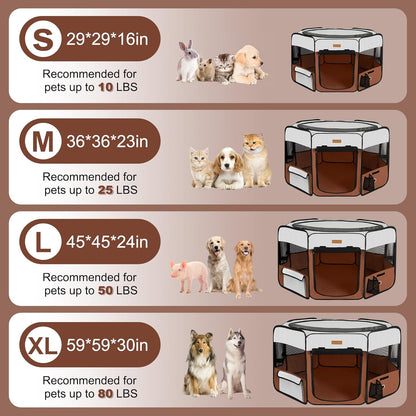Dog Playpen, Portable Pet Play Pen for Cat, Puppies, Rabbits, Chickens, Foldable Large-Capacity Pet