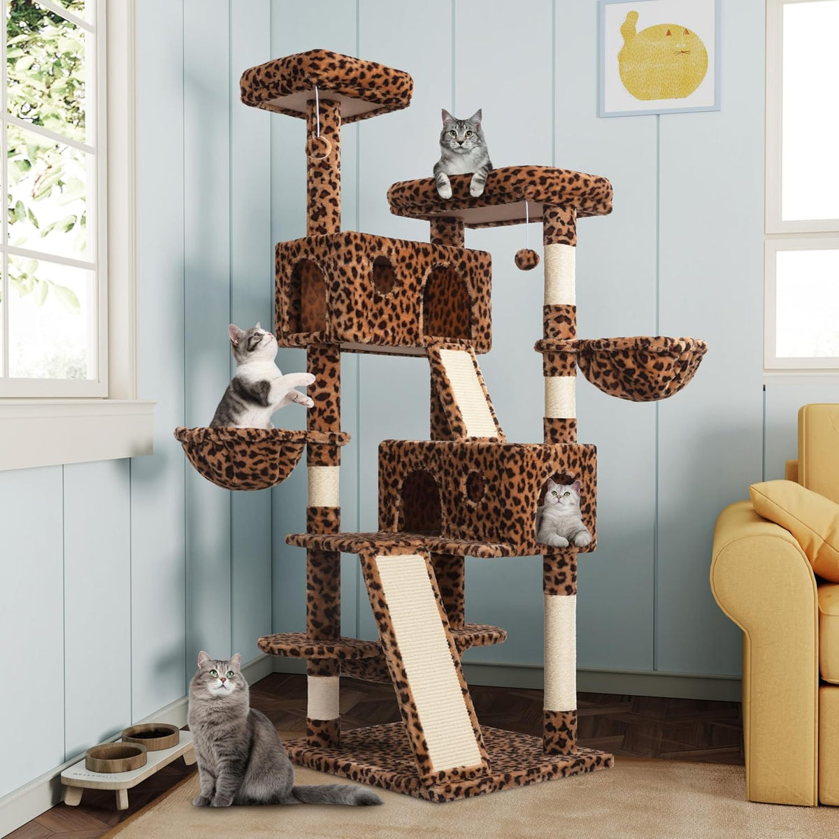 MUTICOR 66 Inches Multi-Level Large Cat Tree Tower for Indoor Big Feline/Cozy Plush
