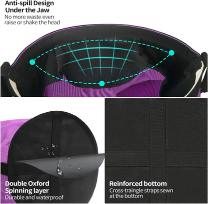Horse Feed Bag 2 Pcs, Mesh Feed Bags for Horses, Muzzle Feedbag for Feeding Grain, Anti-Spill
