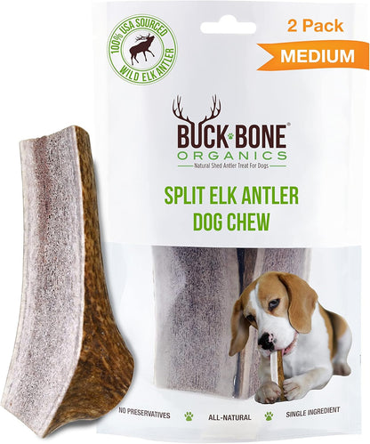 Buck Bone Organics Dog Chews, Antlers for Dogs, Premium Natural Elk, Long Lasting Dog Bones for