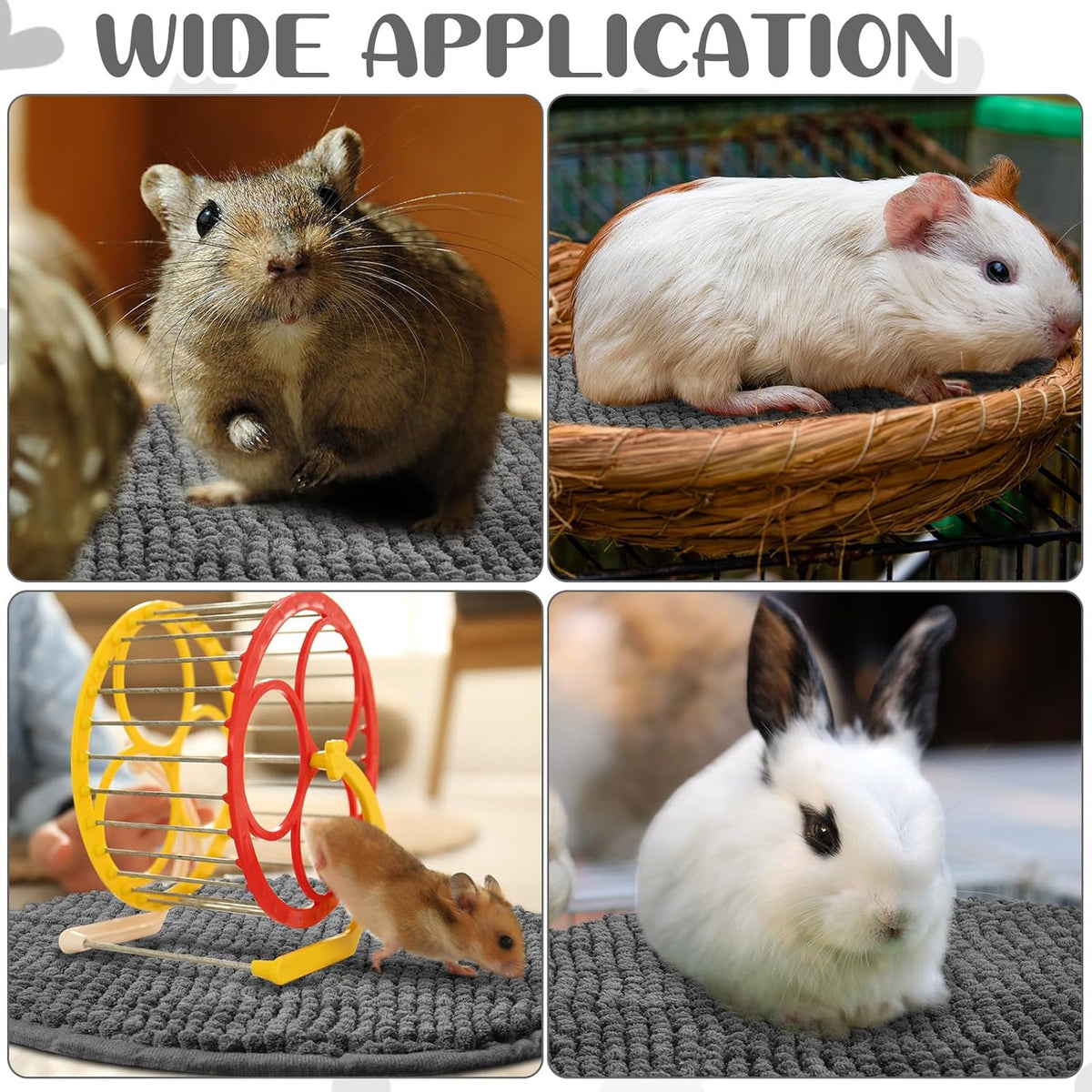 Amylove 4 Pcs Guinea Pig Cage Liner Guinea Pig Bedding Washable Fleece Pee Pads Reusable Small